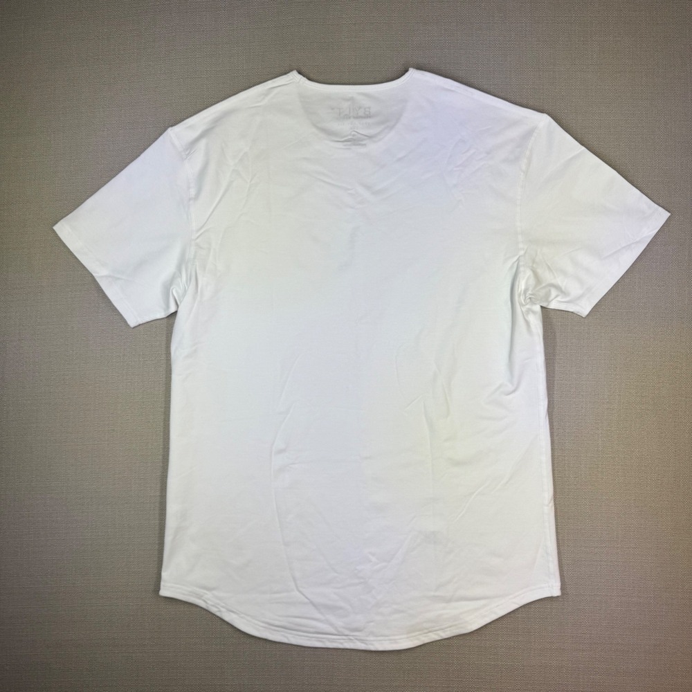 BYLT Premium Basics Mens XL Drop Cut Short Sleeve Lux White Curved Hem Tee - Picture 2 of 8